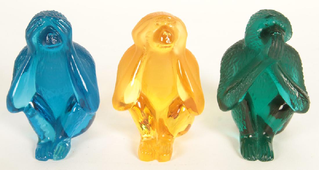 3 PIECE DAUM FRANCE CRYSTAL MONKEYS (1 of 5)
