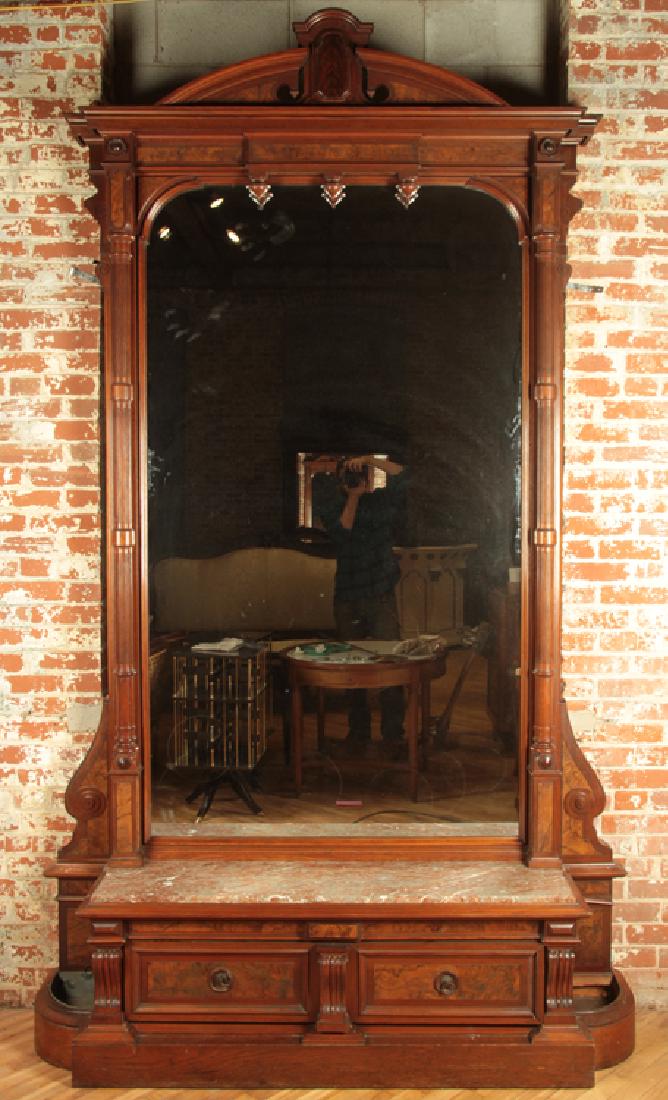 RENAISSANCE REVIVAL STYLE WALNUT HALL MIRROR 1870 (1 of 4)