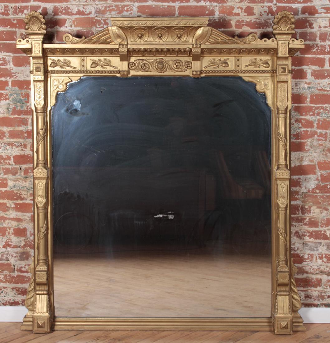 LATE VICTORIAN GOLD OVER MANTLE MIRROR CIRCA 1900 (1 of 4)
