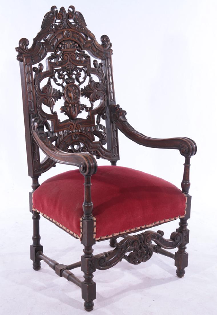 CARVED WALNUT THRONE CHAIR CIRCA 1910 (1 of 6)
