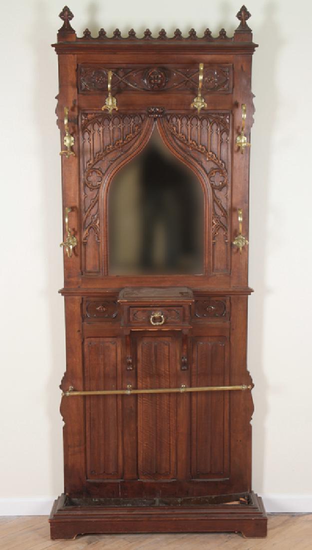 GOTHIC STYLE CARVED MAHOGANY FIGURAL COAT RACK (1 of 4)