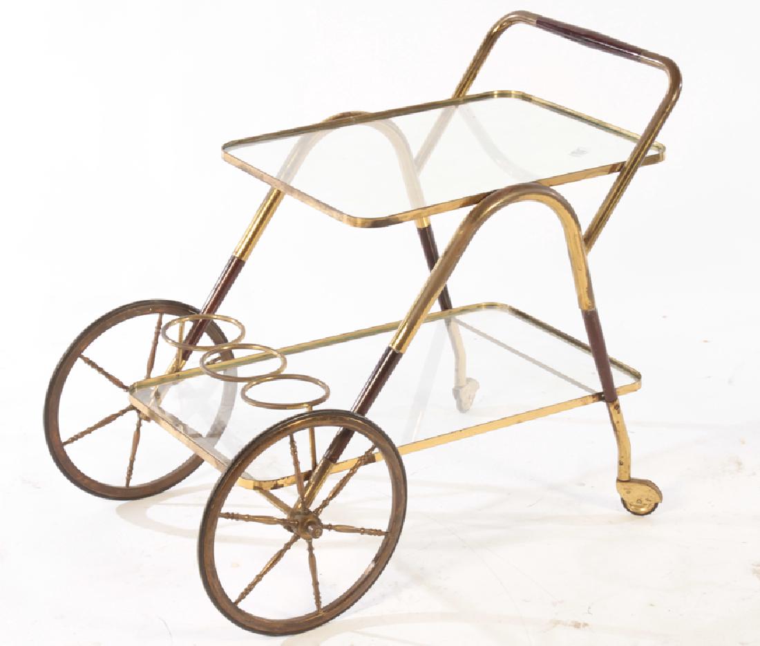 MID CENTURY MODERN MAHOGANY BRASS DRINKS CART (1 of 4)