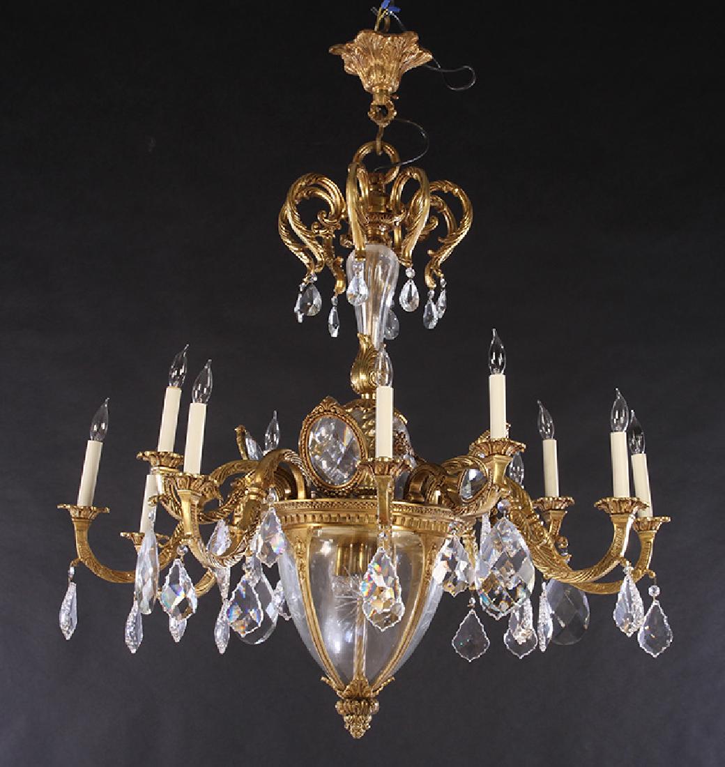 LARGE BRONZE CRYSTAL CHANDELIER 12 ARMS (1 of 6)