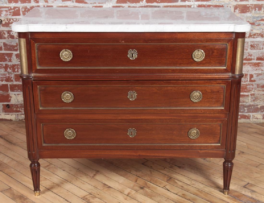 FRENCH DIRECTOIRE STYLE MARBLE TOP COMMODE C 1940 (1 of 5)