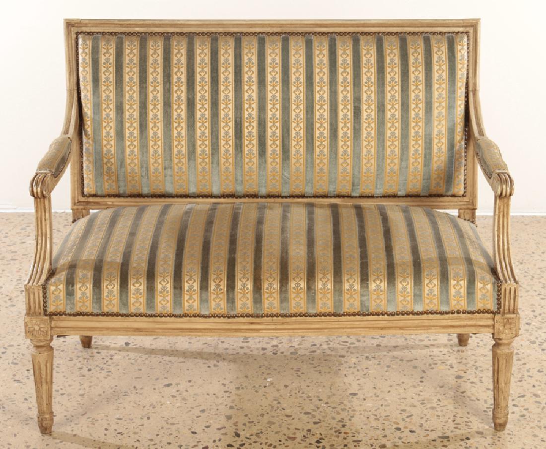LOUIS XVI STYLE FRENCH OPEN ARM SETTEE CIRCA 1940 (1 of 4)