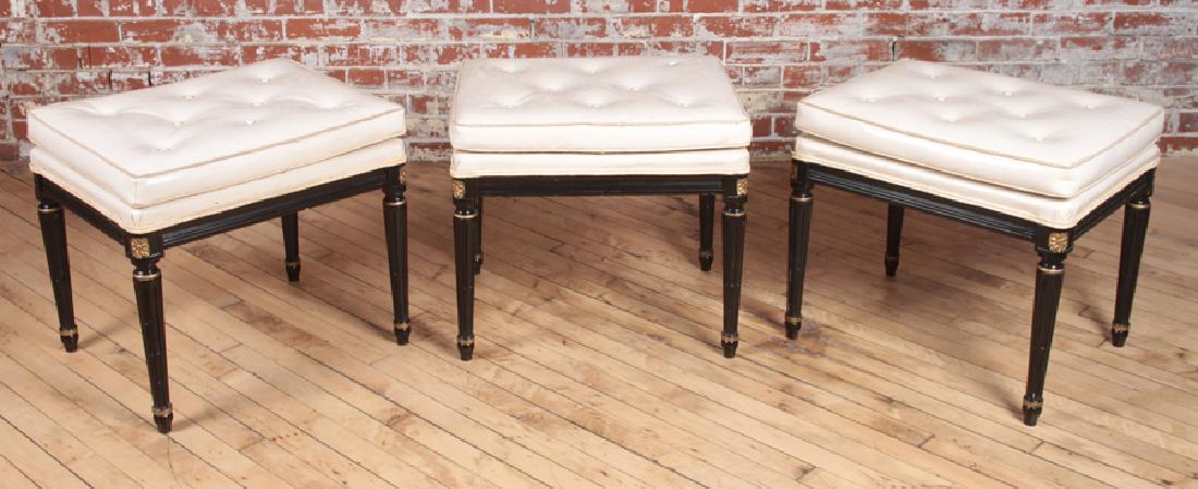 SET 3 SIGNED JANSEN LEATHER UPHOLSTERED STOOLS (1 of 4)
