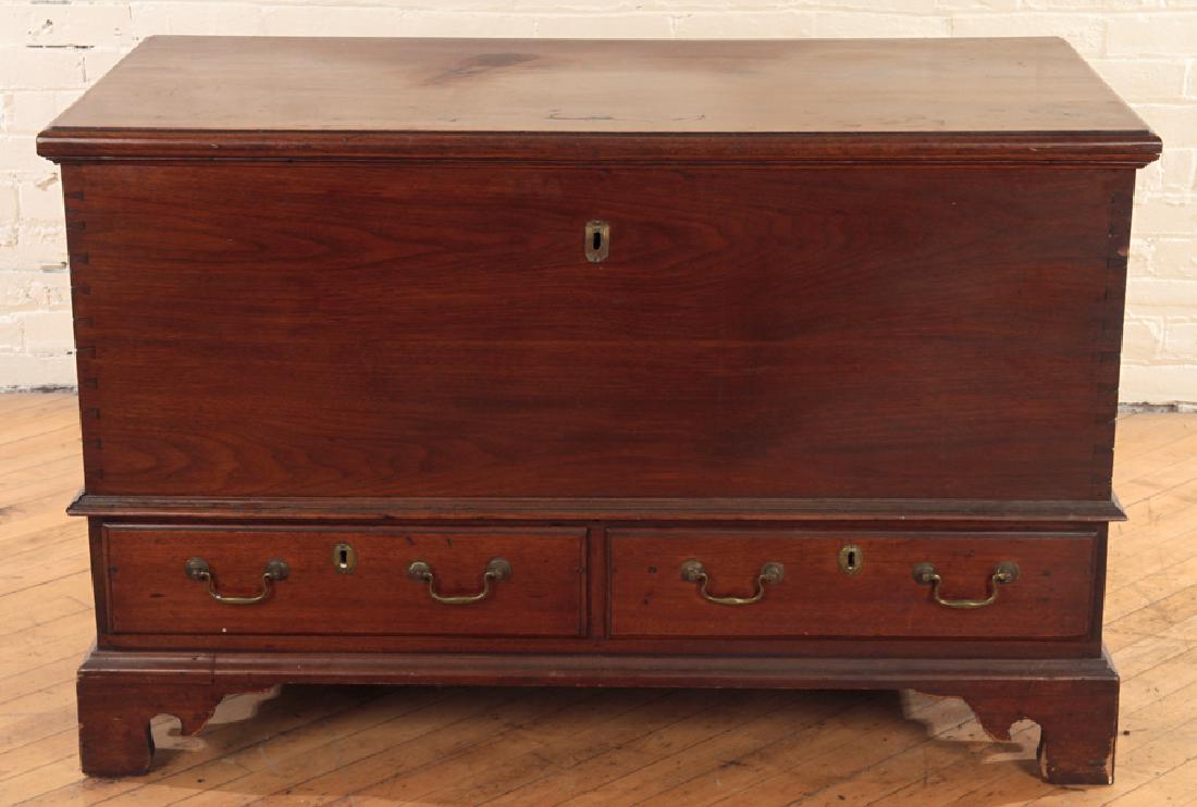 LATE 19TH CENT. WALNUT BLANKET CHEST BRASS TRIM (1 of 5)
