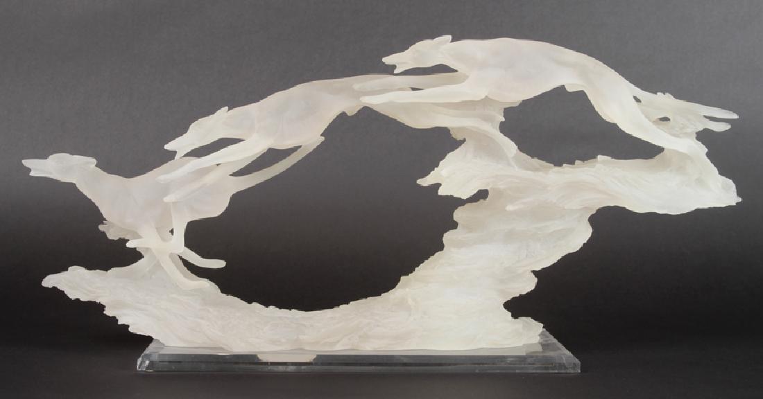 ART DECO STYLE STATUE OF GREYHOUNDS IN LUCITE (1 of 6)
