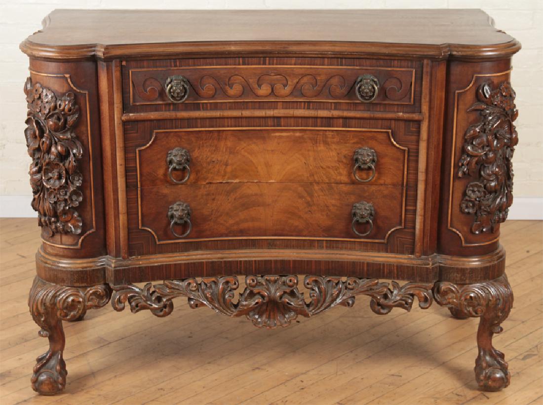 CARVED WALNUT COMMODE SERPENTINE FRONT (1 of 6)