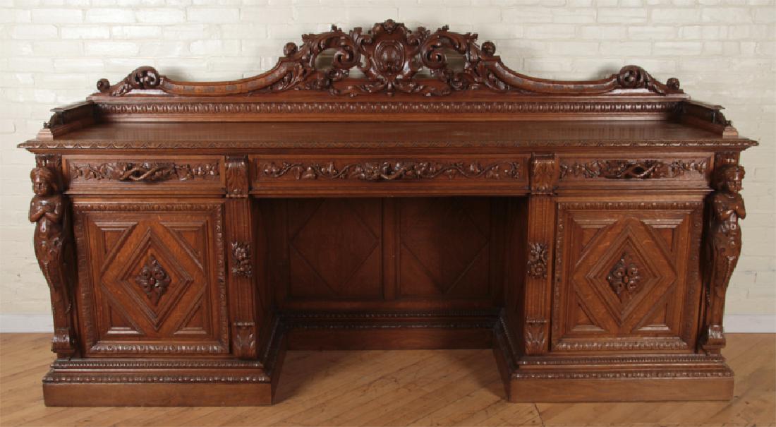 MONUMENTAL CARVED OAK SIDEBOARD CIRCA 1890 (1 of 6)