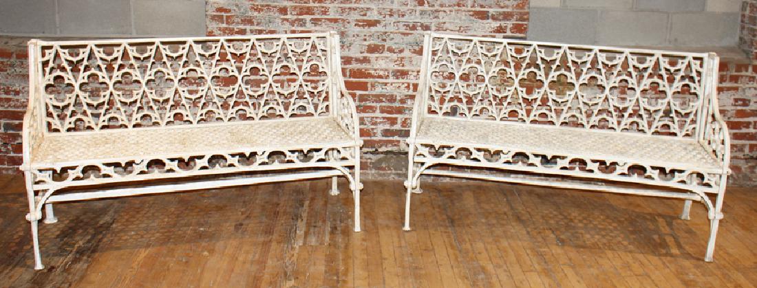 PAIR GOTHIC STYLE CAST IRON BENCHES (1 of 4)