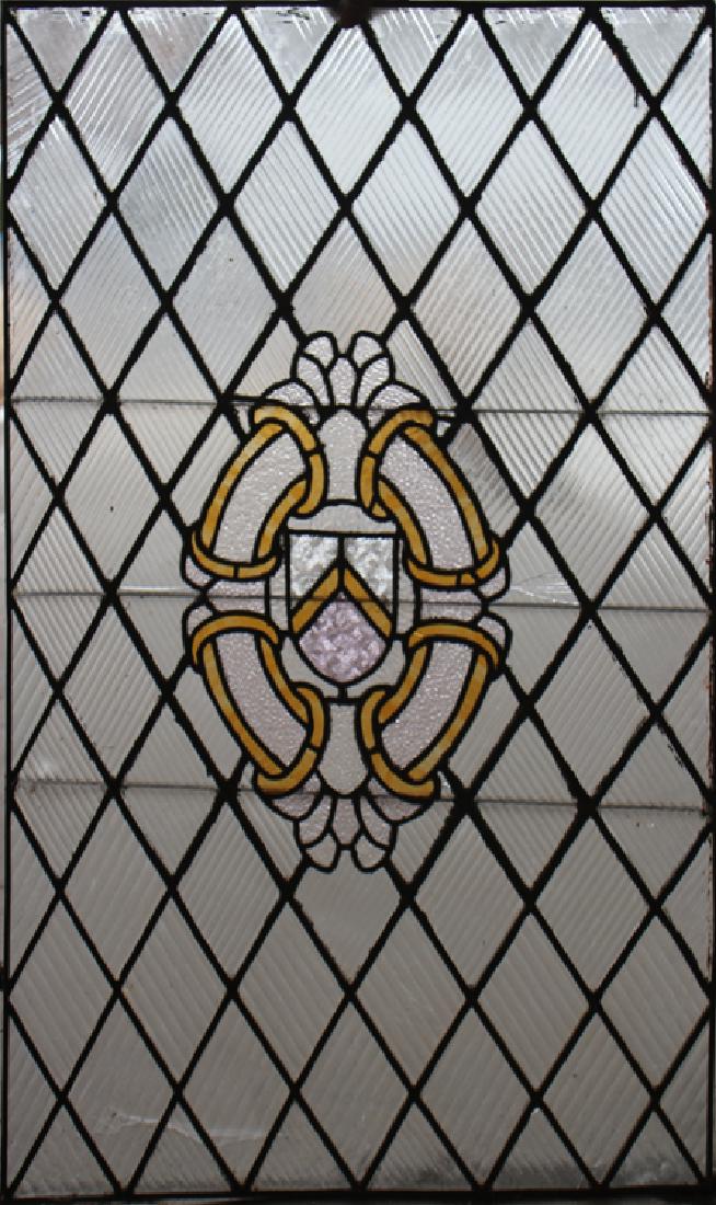 STAINED GLASS PANEL LEADED X-FORM DESIGN C.1920 (1 of 2)