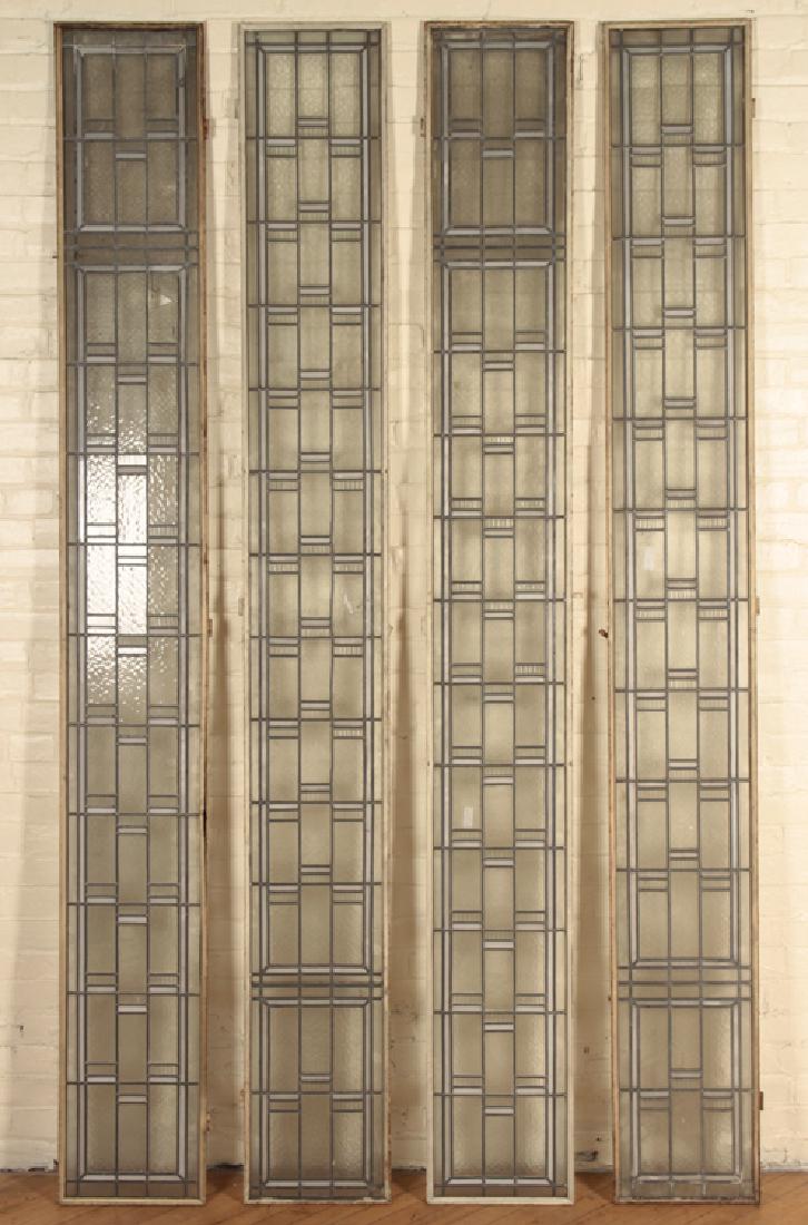 SET 4 LEADED GLASS WINDOWS IN IRON FRAMES (1 of 3)