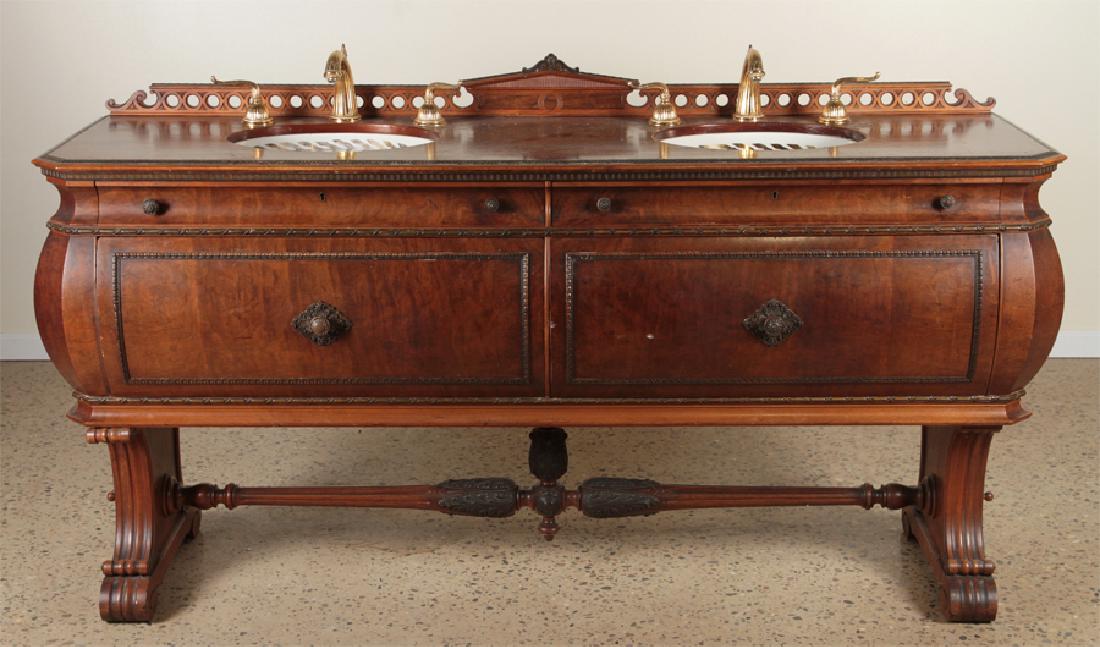 GRAND WALNUT BATHROOM VANITY GOLD GILT HARDWARE (1 of 6)