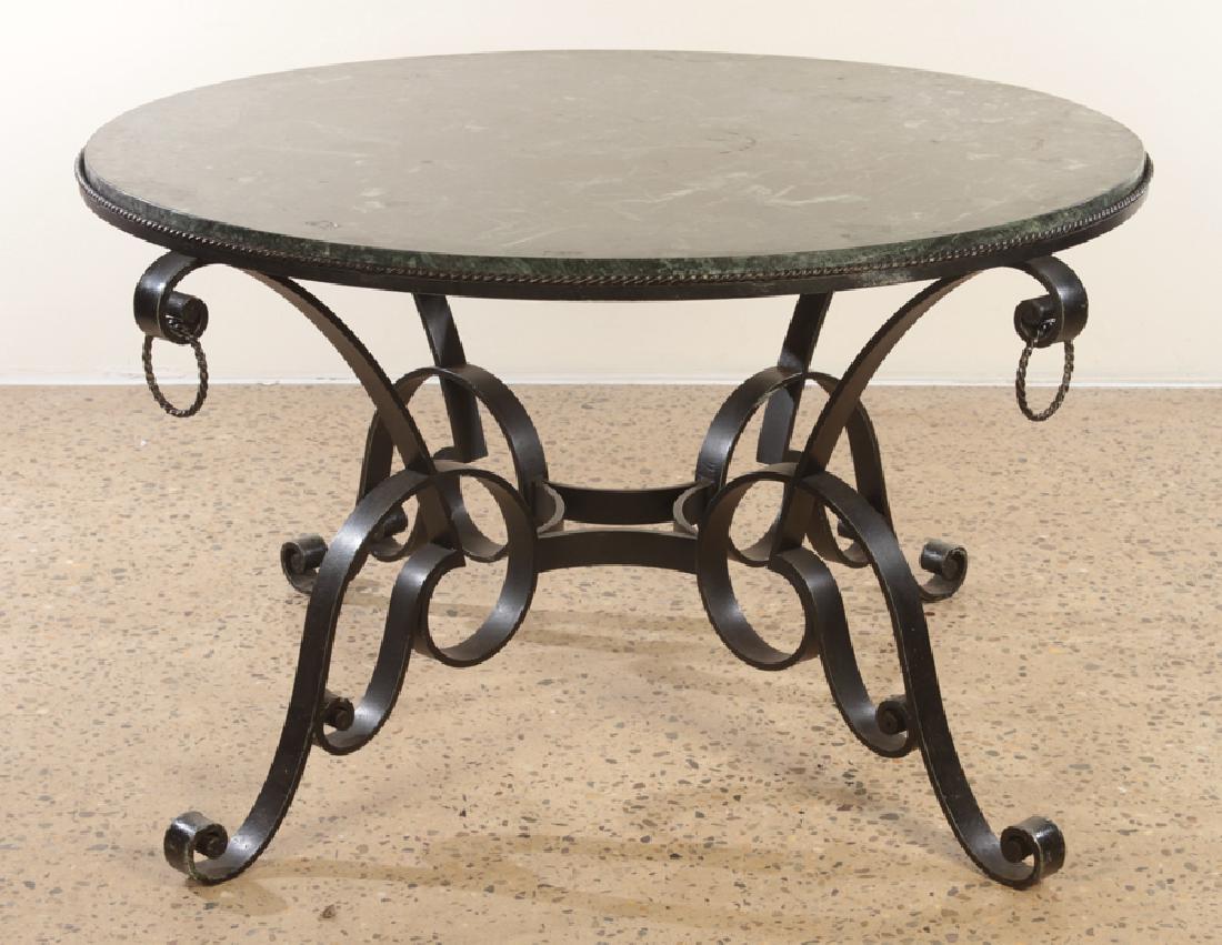 CIRCULAR FRENCH IRON AND MARBLE TABLE CIRCA 1950 (1 of 4)
