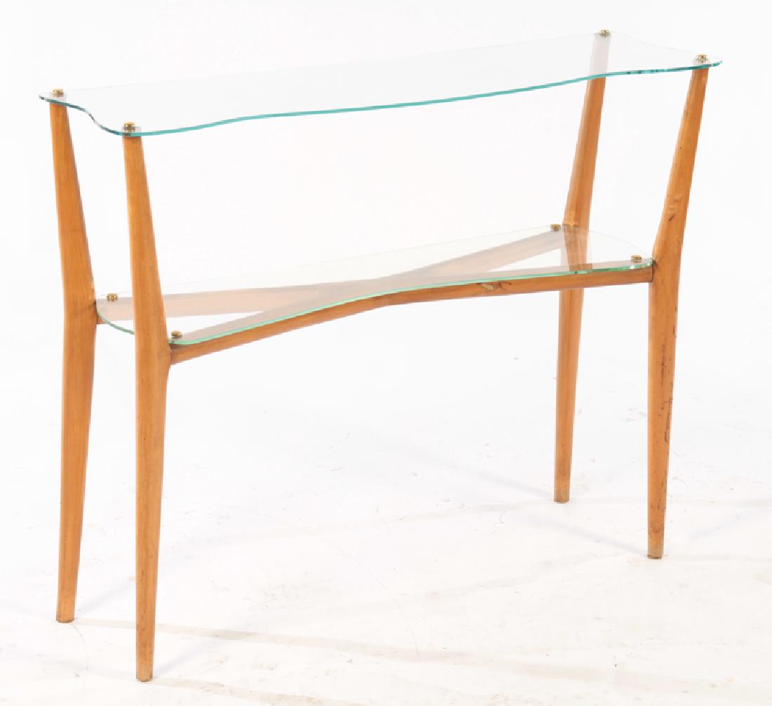 ITALIAN WOOD AND GLASS 2 TIER CONSOLE C.1960 (1 of 4)
