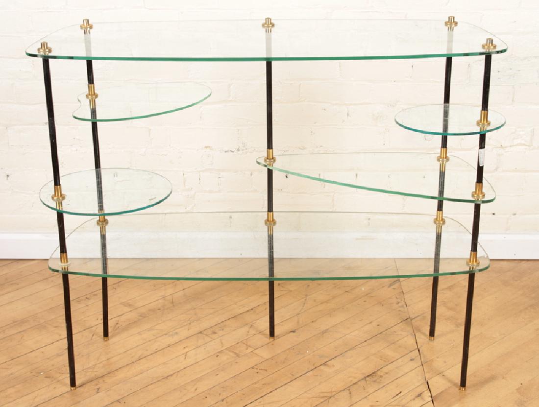 MID CENTURY MODERN TIERED GLASS CONSOLE TABLE (1 of 6)