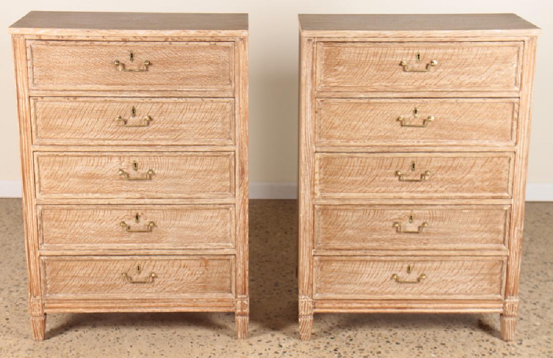 PAIR JEAN-MICHEL FRANK STYLE CERUSED OAK CABINETS (1 of 5)