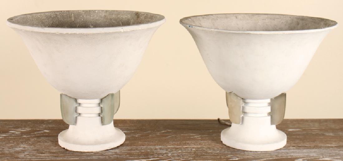 PAIR OF FRENCH PLASTER AND GLASS LAMPS (1 of 4)