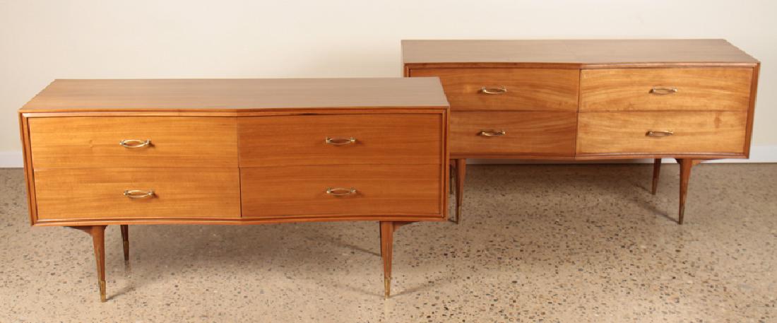 PAIR ITALIAN MAHOGANY SYCAMORE COMMODES C.1960 (1 of 5)