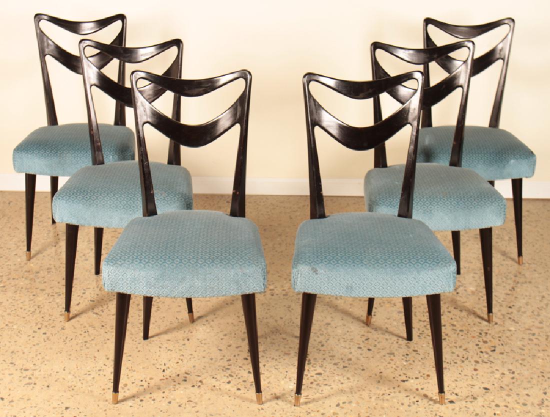 SET 6 ITALIAN EBONIZED DINING CHAIRS CIRCA 1950 (1 of 5)