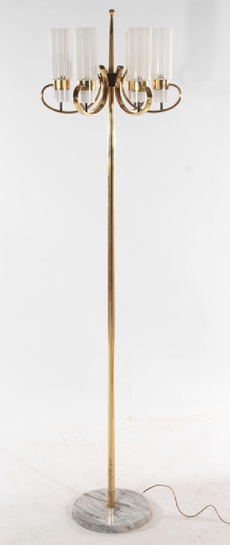 ITALIAN BRASS 6 ARM FLOOR LAMP MARBLE BASE C.1960 (1 of 4)
