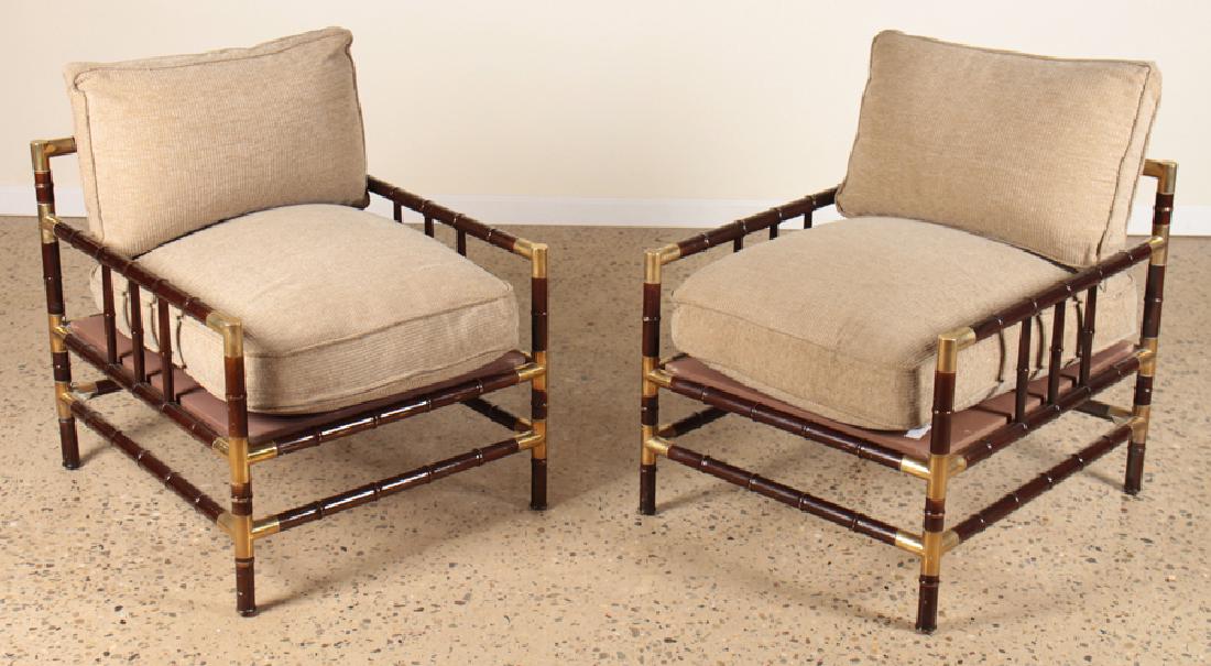 PAIR WILLIAM HAINES STYLE FAUX BAMBOO ARM CHAIRS (1 of 6)