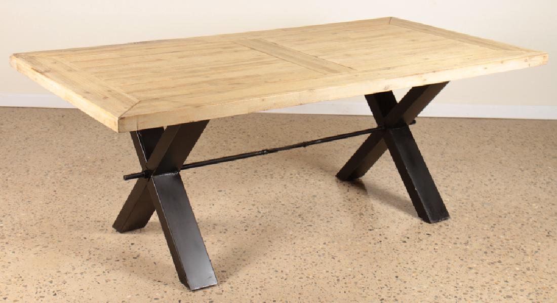 INDUSTRIAL METAL DINING TABLE WOOD PLANK TOP (1 of 5)