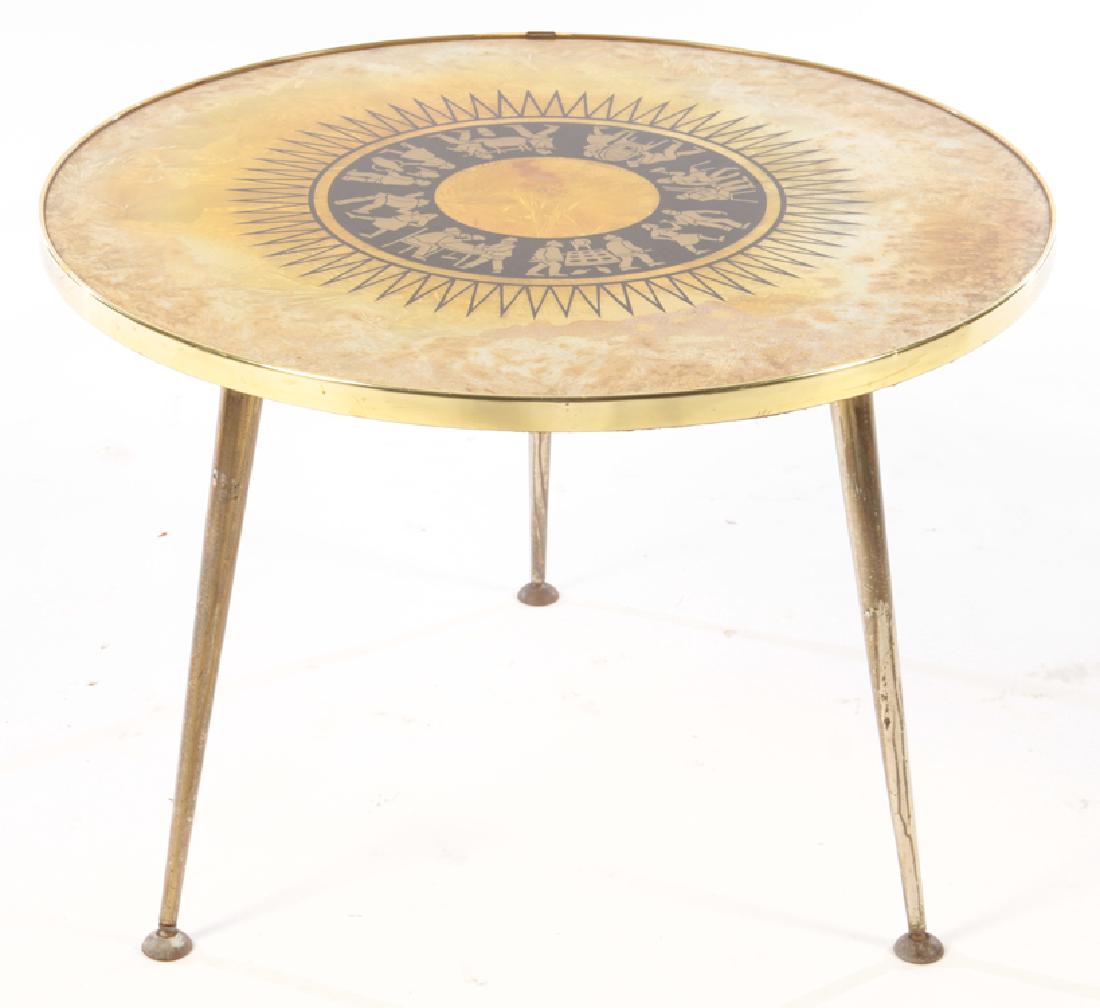 ROUND METAL OCCASIONAL TABLE EGLOMISE C.1960 (1 of 4)