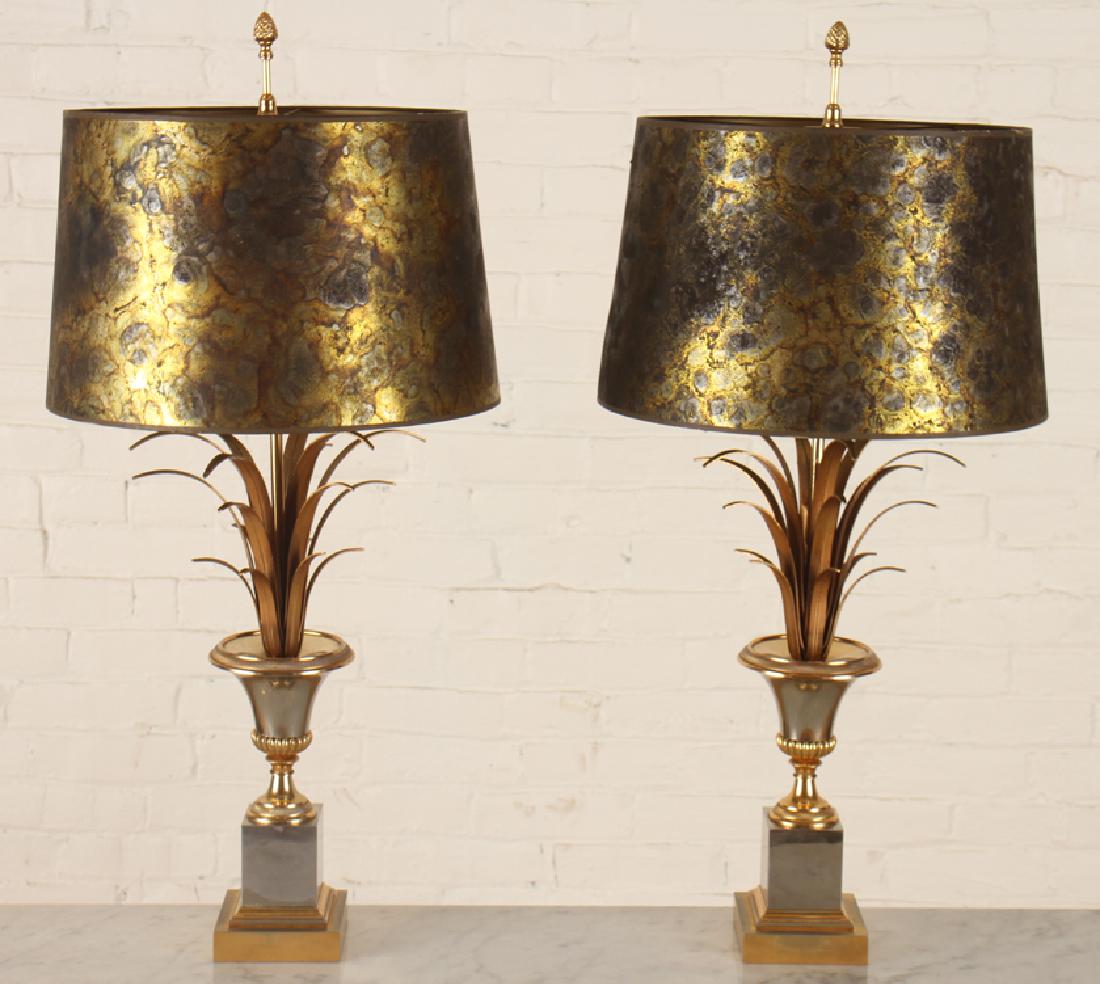PAIR MAISON CHARLES BRASS URN FORM LAMPS C.1950 (1 of 5)