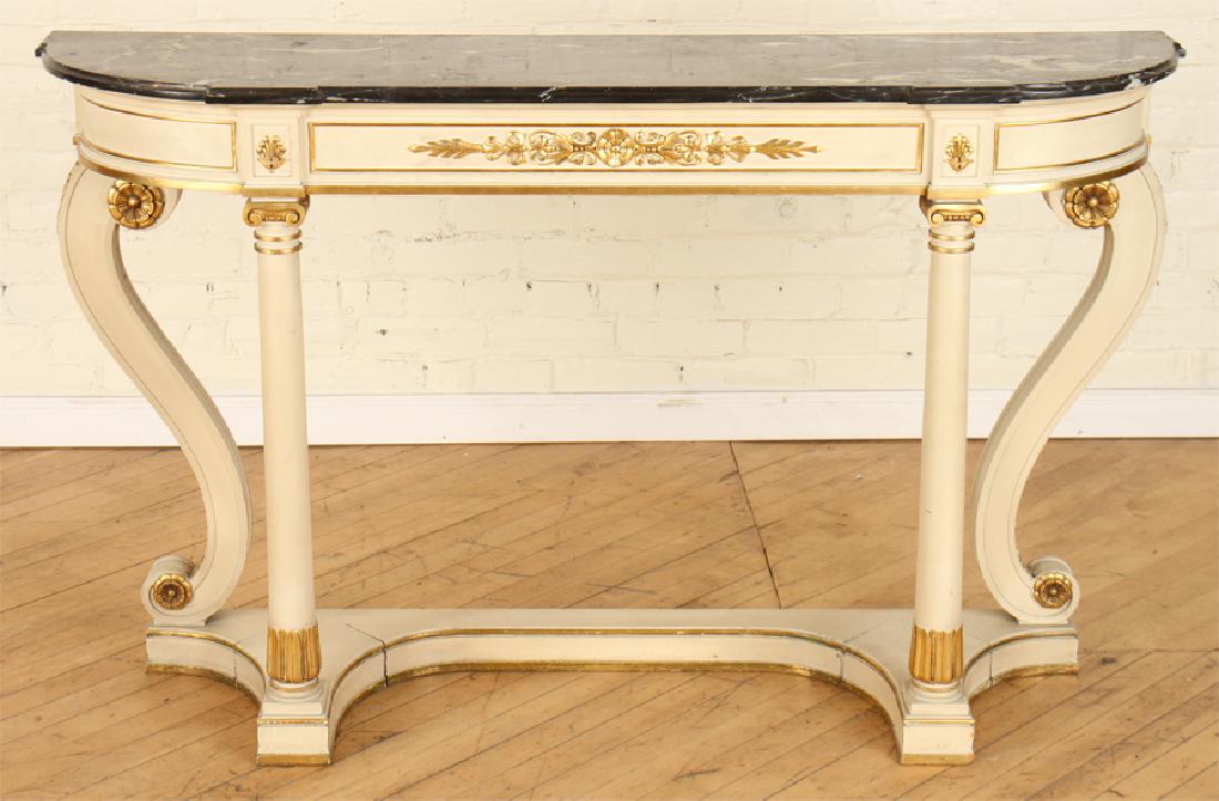 PAINTED GILT WOOD MARBLE TOP CONSOLE TABLE (1 of 6)