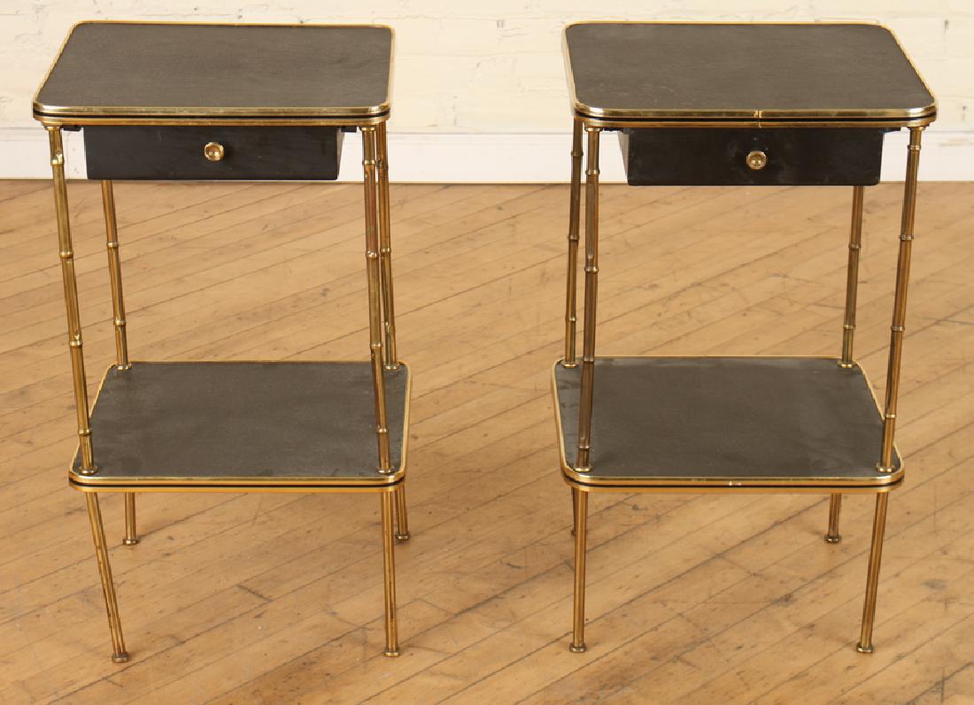 A PAIR OF BRONZE AND LEATHER BAMBOO SIDE TABLES (1 of 5)