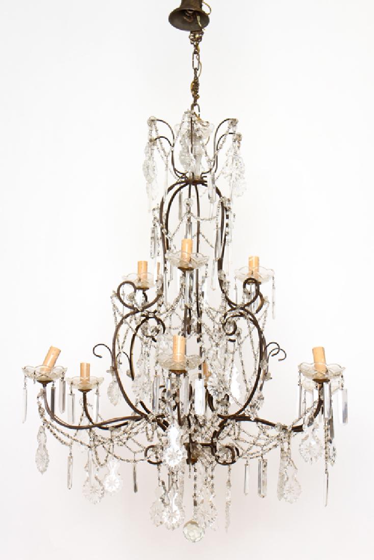 ITALIAN IRON 9 LIGHT CHANDELIER CIRCA 1940 (1 of 4)