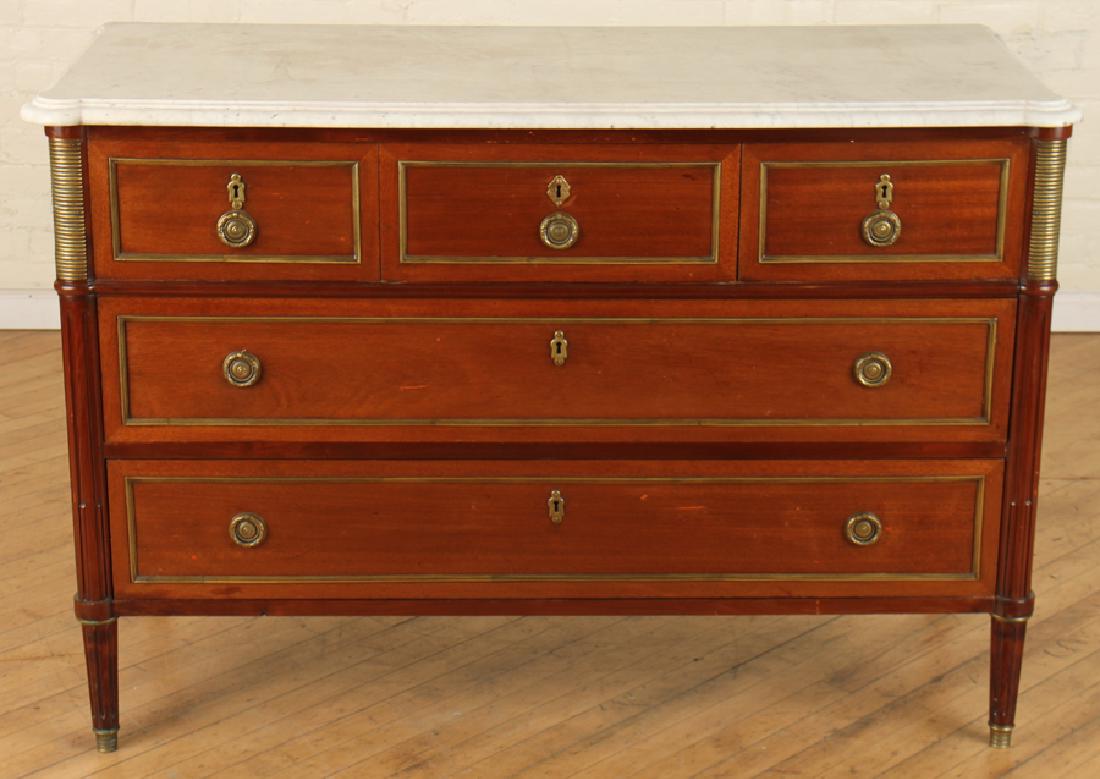 FRENCH MAHOGANY FIVE DRAWER COMMODE MARBLE TOP (1 of 5)