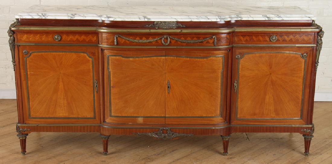 FRENCH SATINWOOD MARBLE TOP SIDEBOARD (1 of 6)