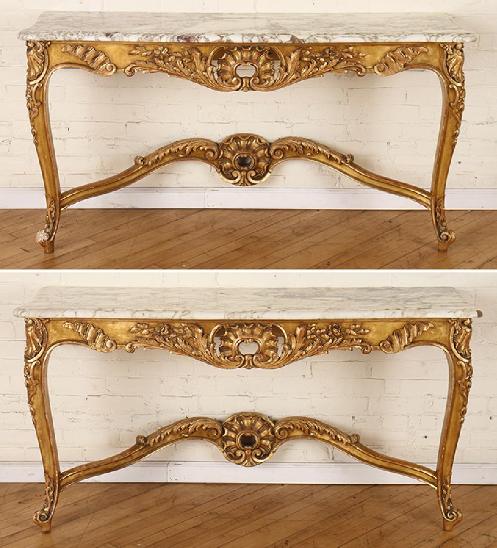 PAIR ROCOCO STYLE CONSOLE TABLES CIRCA 1900 (1 of 6)