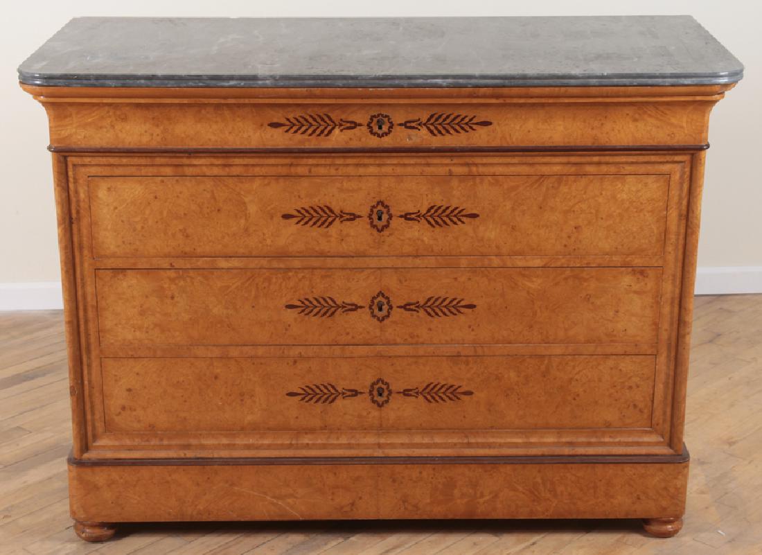 CHARLES X STYLE BURL WOOD MARBLE TOP COMMODE 1860 (1 of 5)