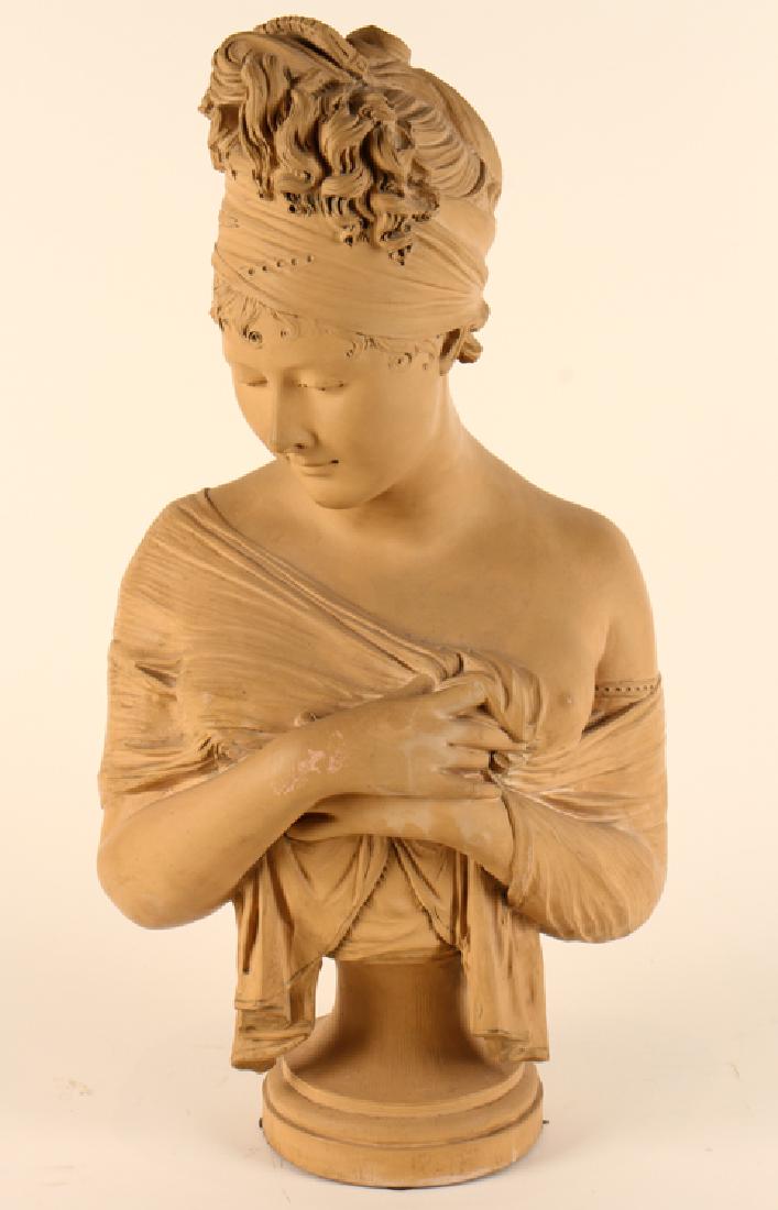 PATINATED TERRACOTTA BUST MARIE ANTOINETTE SIGNED (1 of 7)