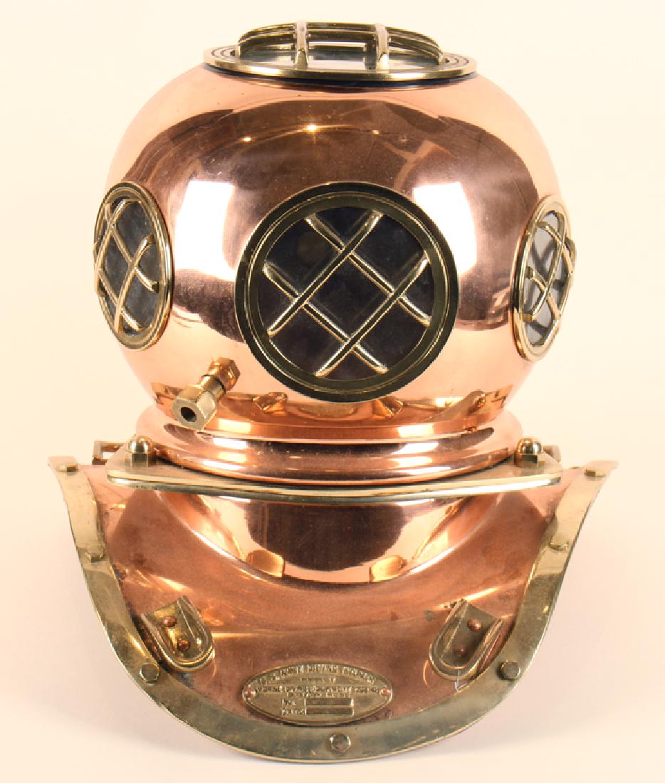 BRASS AND COPPER DIVER'S HELMET U.S. NAVY DIVING (1 of 5)