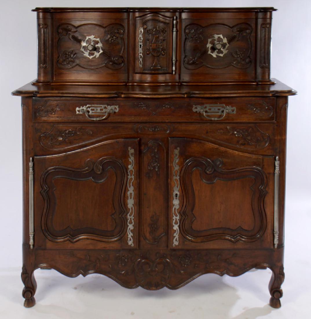 FRENCH CARVED WALNUT SERVER STEEL HINGES 1920 (1 of 6)