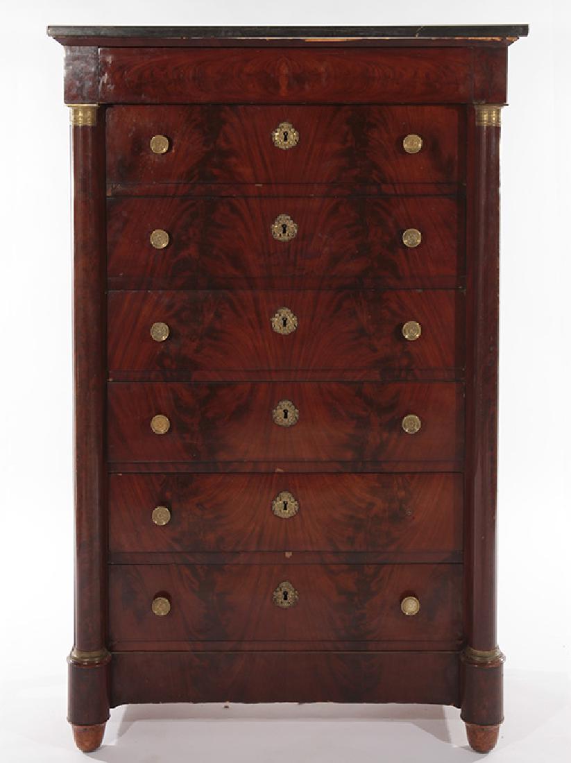 19TH CENT. FRENCH EMPIRE SEMAINIER MARBLE TOP (1 of 5)