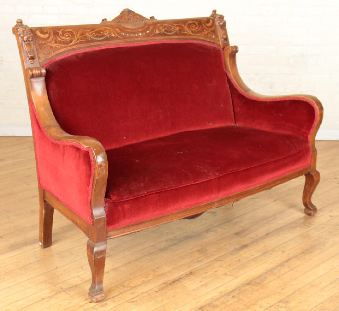 FIGURAL CARVED MAHOGANY SETTEE CIRCA 1900 (1 of 5)