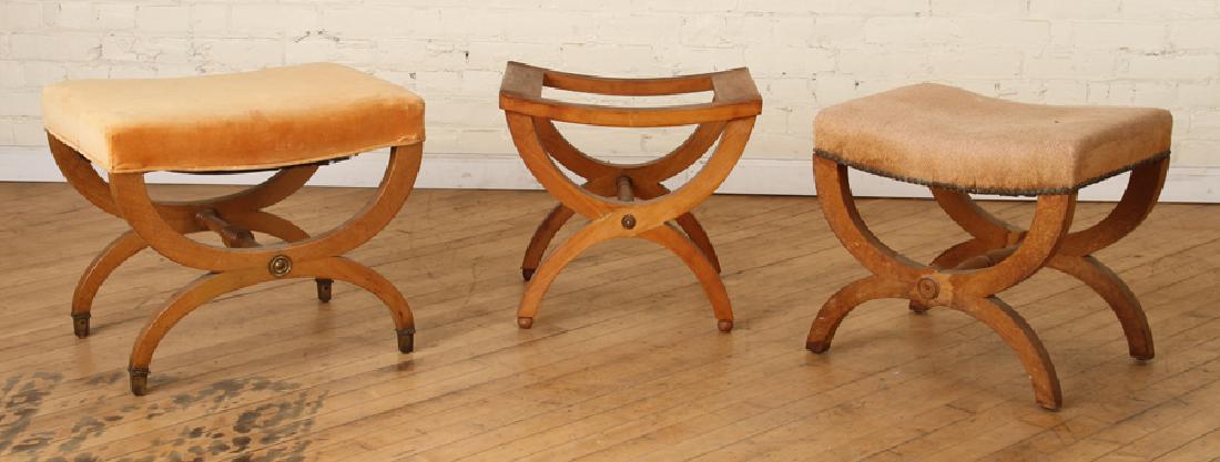 SET 3 REGENCY STYLE CURULE FORM STOOLS C.1920 (1 of 6)