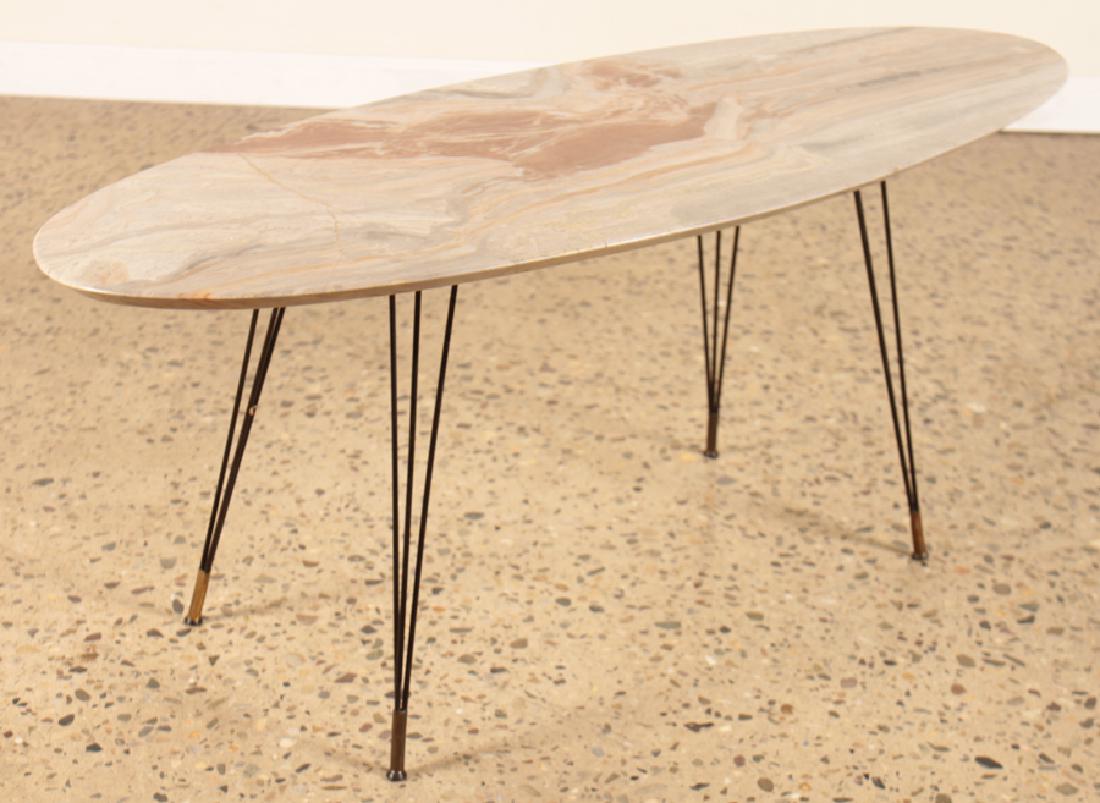 ITALIAN MARBLE TOP OVAL COFFEE TABLE CIRCA 1960 (1 of 4)