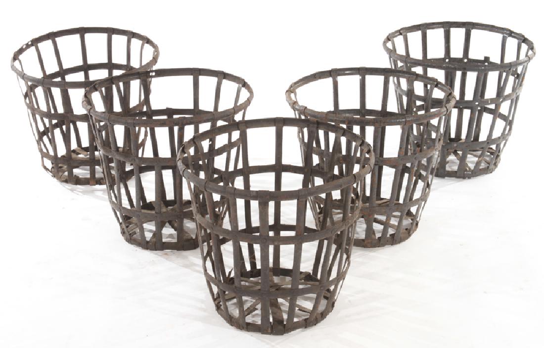 LOT 5 FRENCH WOVEN IRON BASKET FORM PLANTERS (1 of 4)