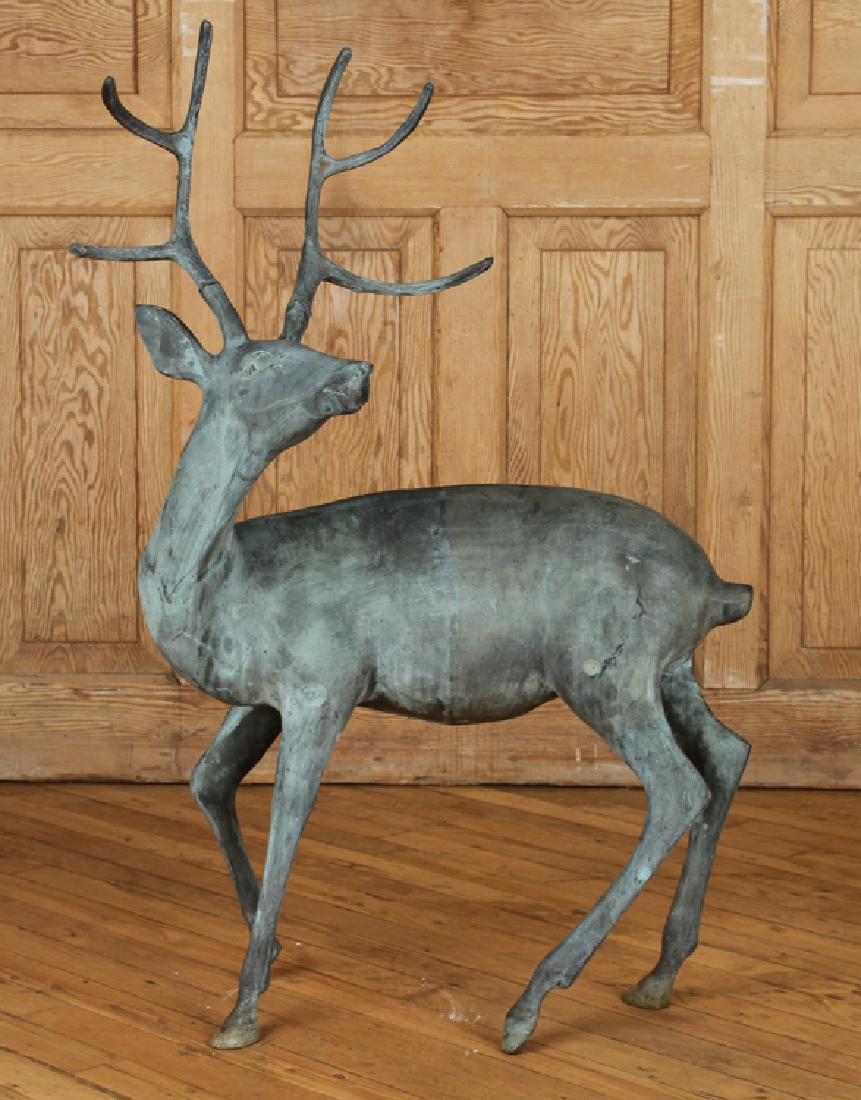 BRONZE FIGURE OF DEER WITH VERDIGRIS PATINA (1 of 6)