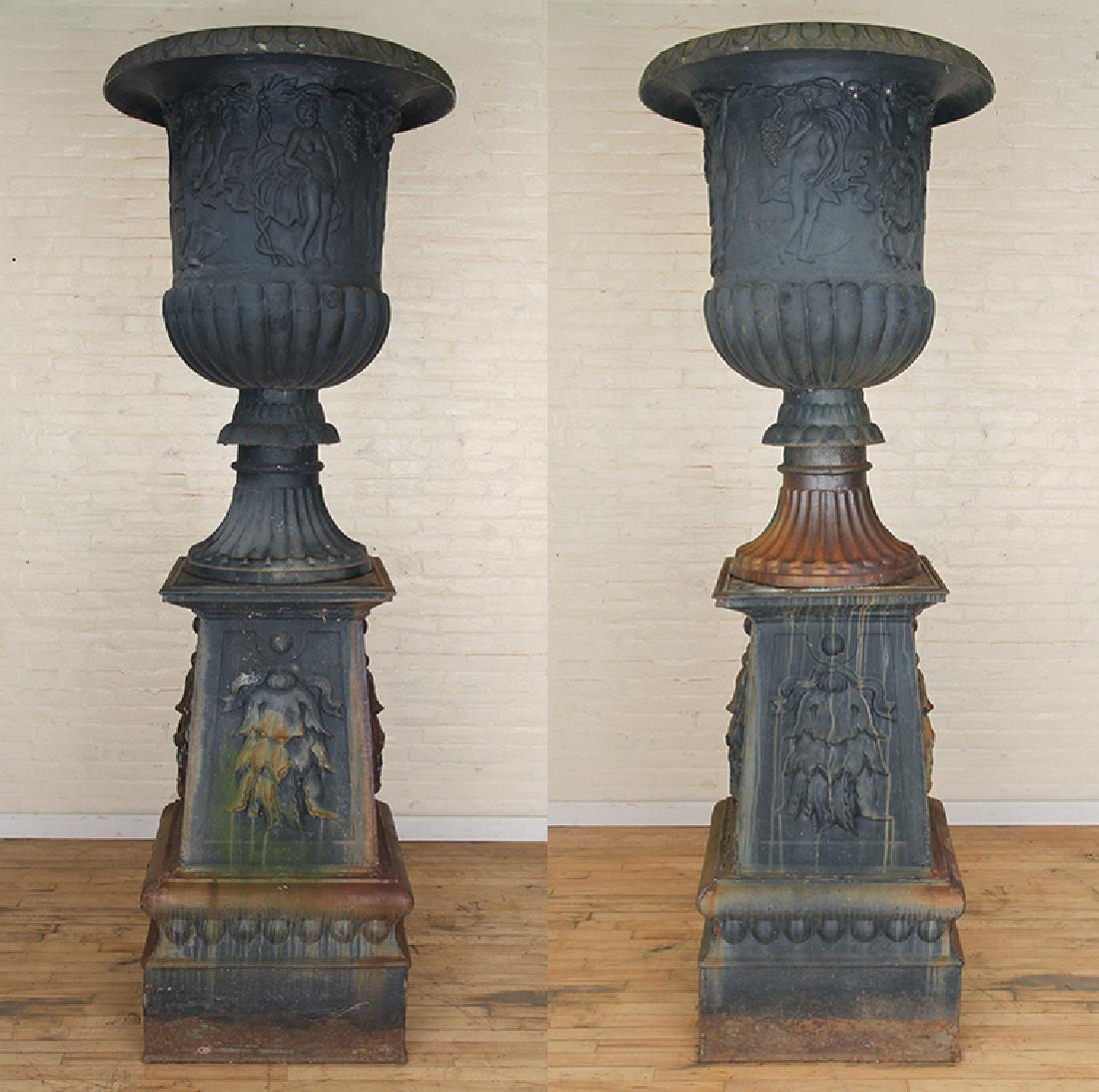 PAIR MONUMENTAL CAST IRON URNS NEOCLASSICAL (1 of 6)