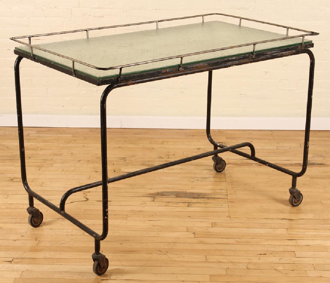 ITALIAN IRON GLASS POTTING TABLE FROSTED GLASS (1 of 5)
