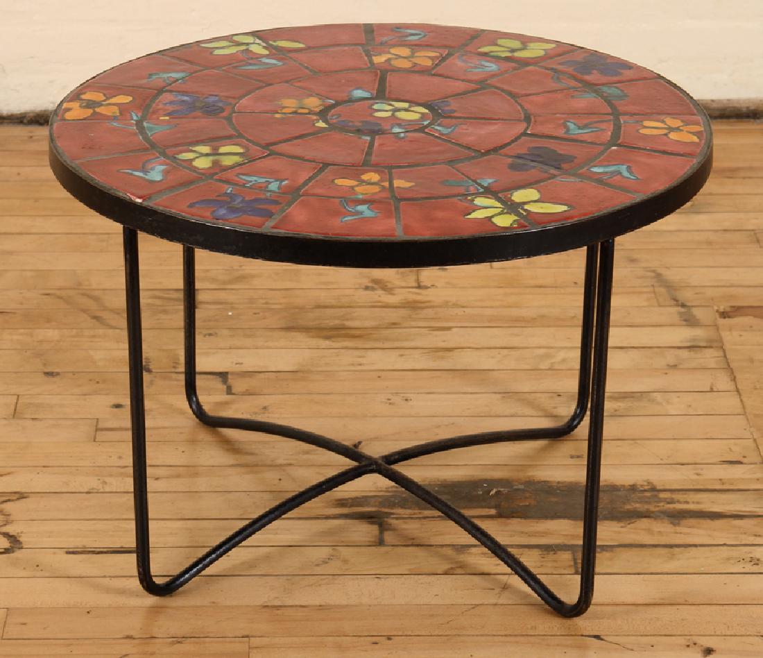 FRENCH IRON GARDEN TABLE TILE TOP CIRCA 1970 (1 of 4)