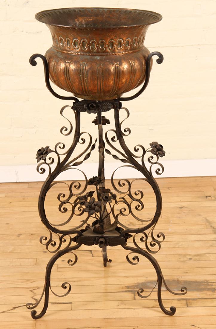 ITALIAN COPPER WROUGHT IRON PLANTER CIRCA 1910 (1 of 5)